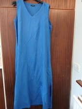 Corn Flower Blue Pomodoro Sleeveless Linnen Underknee Length Dress