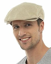 Mens Cotton Linen Lightweight Vintage Style Flat Cap. fast post 24-48 hour