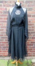 Vintage 1970s Jean Varon Black Chiffon & Lace Evening Dress