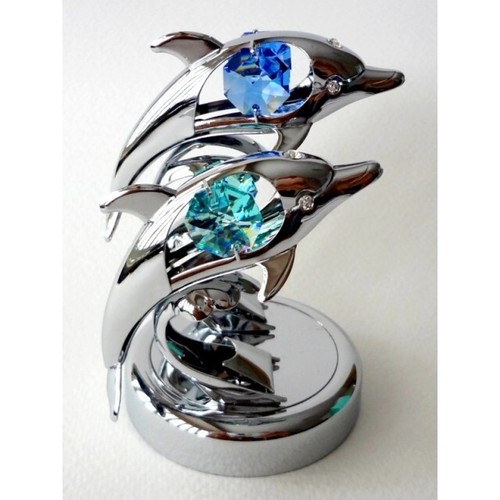Crystocraft twin dolphins with - crystocraft,