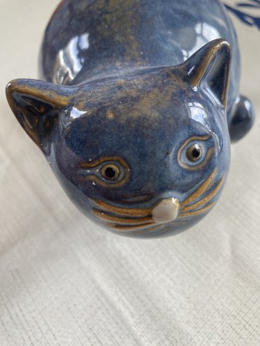 Vintage cat ceramic blue - cat,