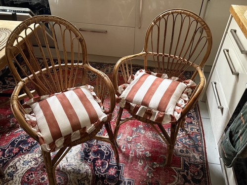 Vintage bamboo cane chairs - vintage, mid