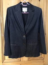Cambridge Blue Denim Dark Navy Chambray Blazer Size 10