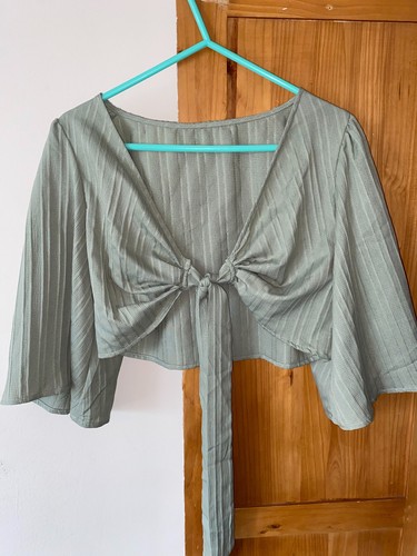 Sage green sleeved front - , tie