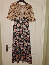 ASOS Maxi Long Dress Animal Floral Print UK 10
