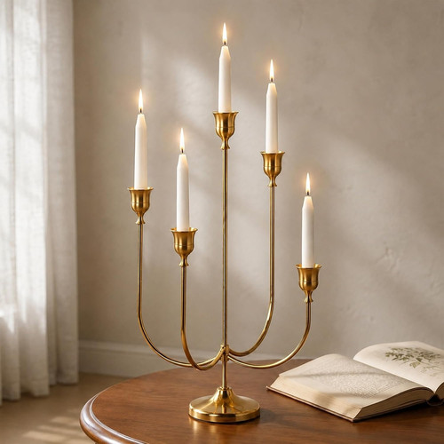 Brass arm candelabra - 5-arm,