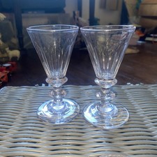 Pair of Antique Georgian Clear Glass - Small Ale Drinking Glasses blades knop  