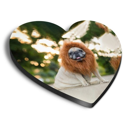 Heart mdf magnets cute pug - heart,