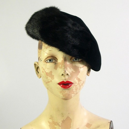Vintage black fur hat - vintage,