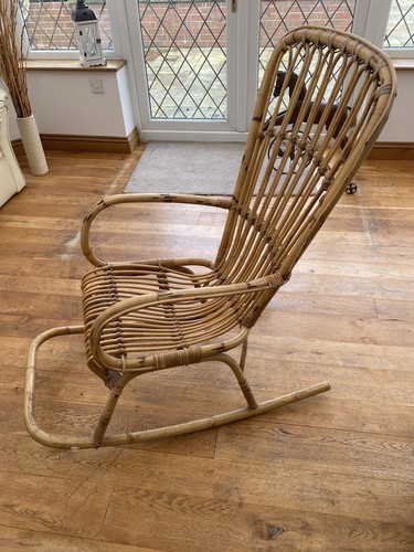 Vintage cane bamboo rocking - vintage,