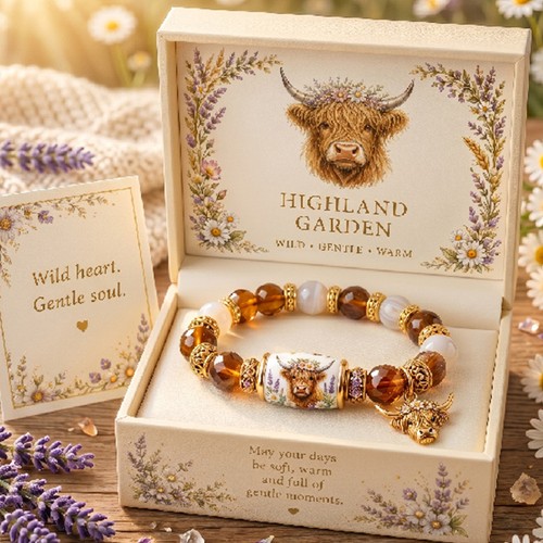 Highland cow beaded - beaded, bracelet