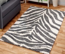 ZEBRA RUG GREY IVORY WHITE