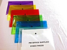 PLASTIC DOCUMENT FOLDERS  WALLETS VARIOUS A5,A4,A3 SIZES AND COLOUR STUD CLOSING