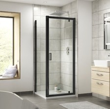 Nuie Rene Matte Black Hinged Door Shower Enclosure 6mm Toughened Glass Bathroom