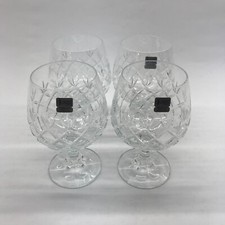 Set of 4 Schott Zwiesel Germany Cut Crystal Brandy Glasses