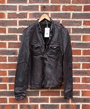 AllSaints Spitalfields Mens MCKAY Leather Shirt Jacket LARGE Brown All Saints 5