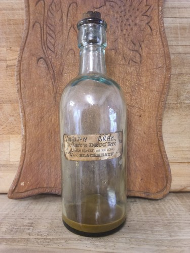 Antique aqua glass chemist - antique,