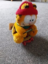 Vintage Garfield Christmas Toy On Sleigh With Tag 1981