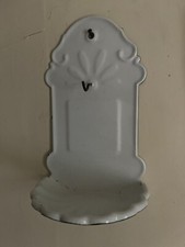 Antique French Countryside Enamel Soap Dish W/ Tray White Edge Worn (L4-1)