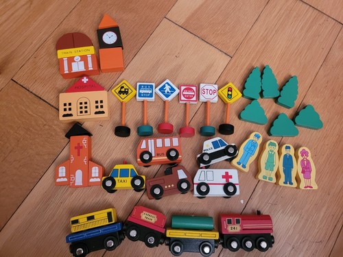 Wooden city toys set trains - city,
