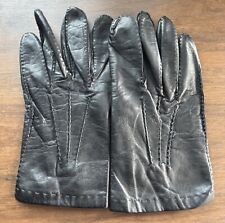 Stunning Men's Black Leather Gloves - Silk Lined - Size M