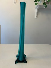 Tall Teal Blue Glass Vase 30cm