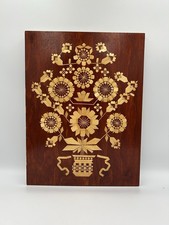 Vtg Soviet Marquetry Wall Panel “Field Flowers” BSSR Zhlobin Wooden Art USSR