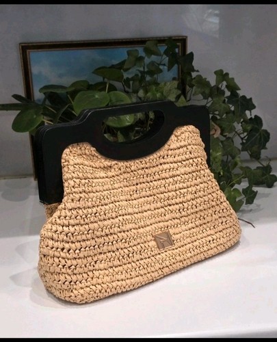 River island raffia clutch - river,