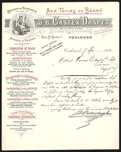 Invoice toulouse 1902 b - 1902,, j.-b