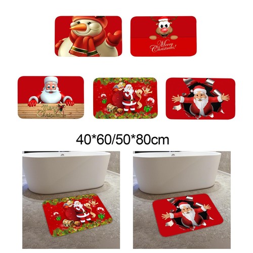 Christmas bathroom floor mat - christmas,