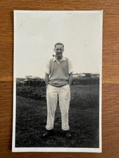 Vintage Postcard UK ?? Portrait Man Ian McKinnon With Pipe Standing in Field