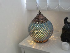 Boho retro blue glass lamp