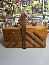 Vtg wooden sewing box - wooden,