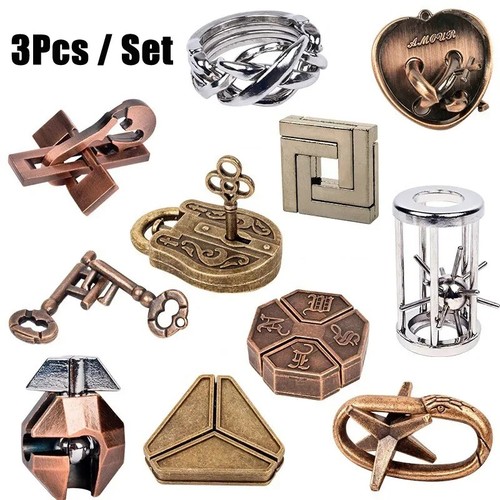 3pcs metal puzzle set brain - puzzle,