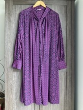 Monsoon Blue & Pink Vintage Geo Patterned Long Sleeve Tunic Swing Dress Sz XL
