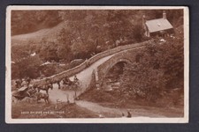 Wales Breconshire ABER BRIDGE & cottage horse buggies real photo 1919 postcard