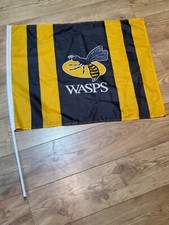 Wasps Rugby Football Club Premiership Large Black Yellow Flag & Pole GC