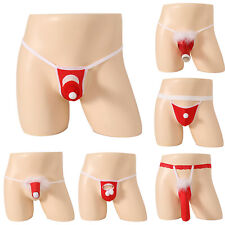 UK Men's Christmas Thongs Bulge Pouch G-string Jockstrap Pajamas Santa Underwear