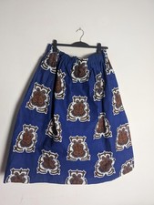 Handmade African Maxi/Midi Folklore Navy Blue A-line Skirt Xl Waist 38"