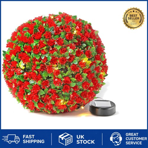 28cm red solar topiary - solar, ball