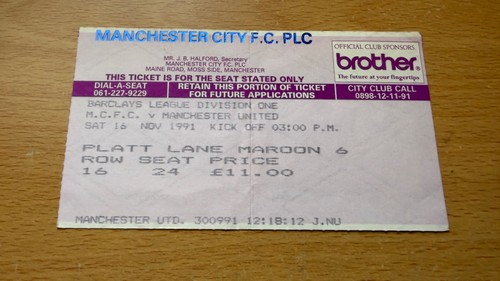 Ticket 1991 man city v - city,
