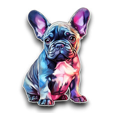 Cute French Bulldog Puppy Dog Watercolour Animal Vinyl Sticker Decal 105x72mm