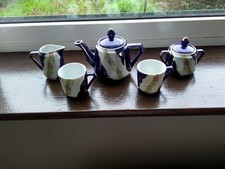 Antique / Vintage Miniature Porcelain Tea Set, Blue & White / Floral Design