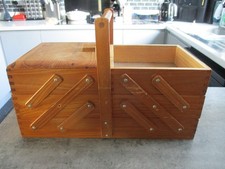 Vintage Wooden Cantilever Sewing Box A/F