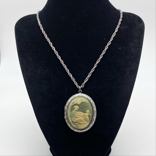 Vintage cameo locket necklace - vintage,