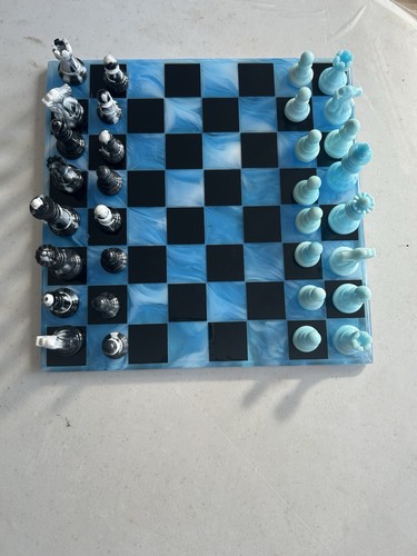 Resin chess table handmade - resin,