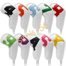 10x Golf Iron Head Covers Set Club PU Leather Sleeve Protector Outdoor UK