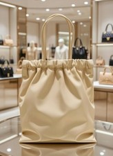 ZARA Beige Drawstring Tote Bag