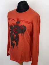 Vintage Vivienne Westwood NOSTALGIA OF MUD Orange Red Long Sleeve T Shirt Size L