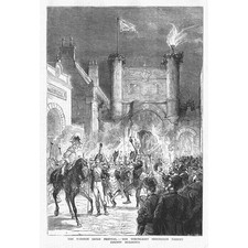 PRESTON Lancs The Guild Festival Torchlight Procession - Antique Print 1882